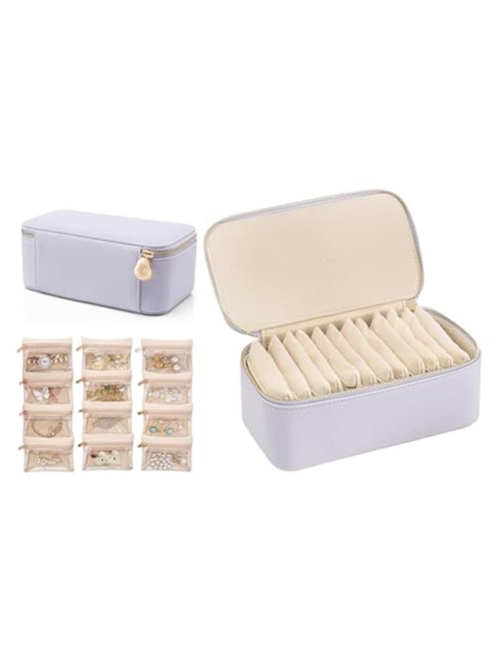 Travel Jewelry Organizer Box Removable Pouches Storage Case Gift For Women